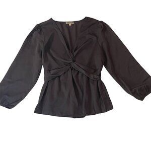 Pleione. Women's long-sleeve satin blouse. Size M. Made in Vietnam.